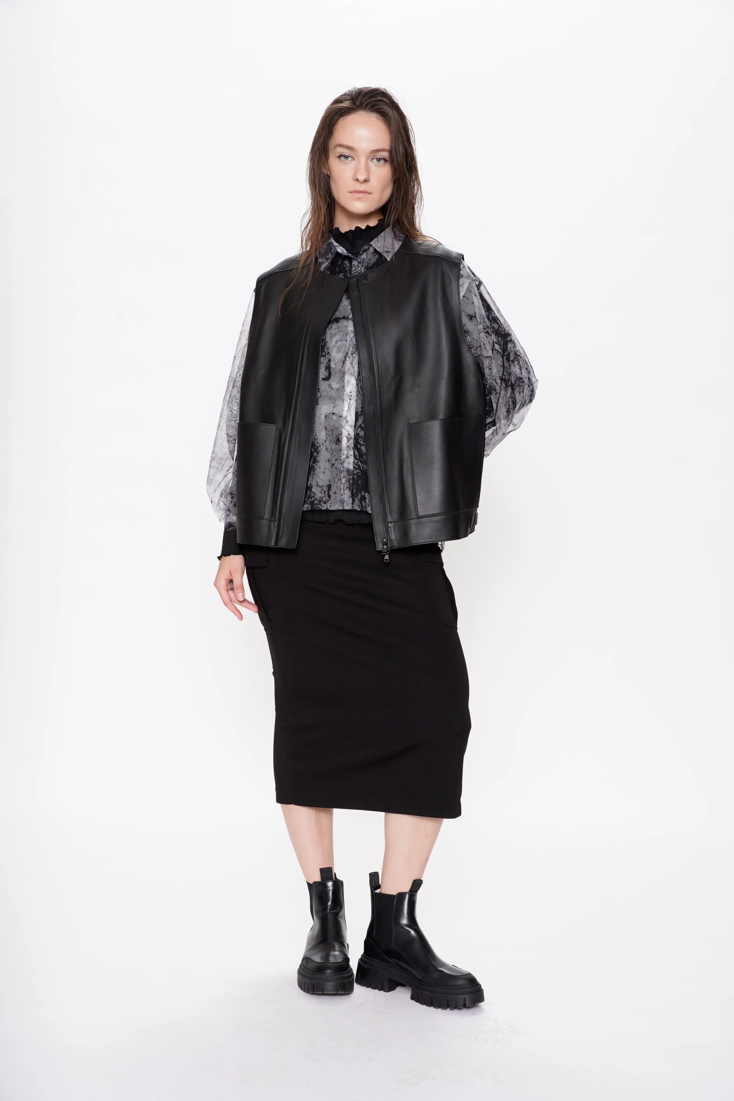 Abstract Print Mesh Shirt Blouse