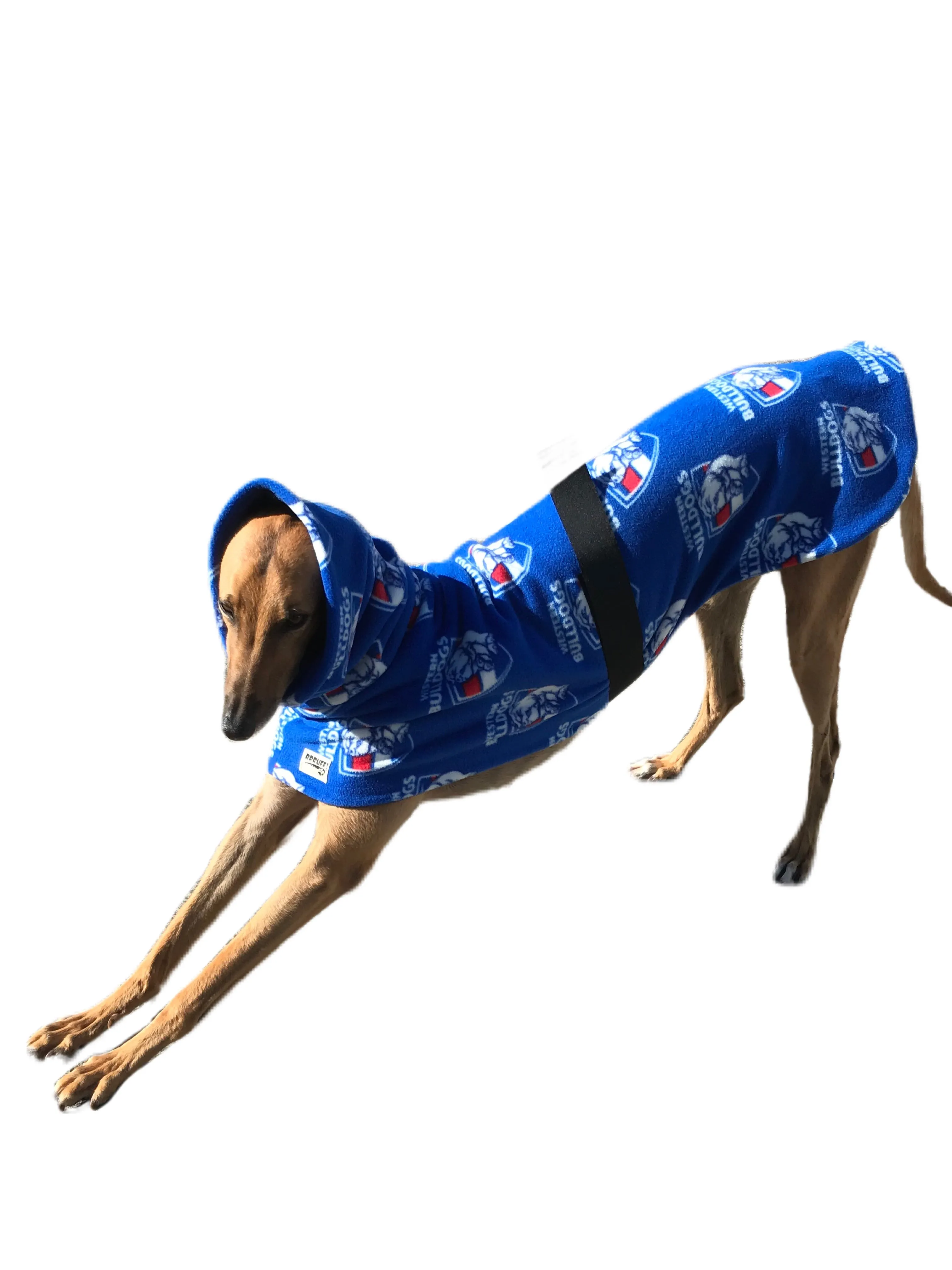 AFL Western Bulldogs inspired greyhound coat deluxe style double polar fleece washable