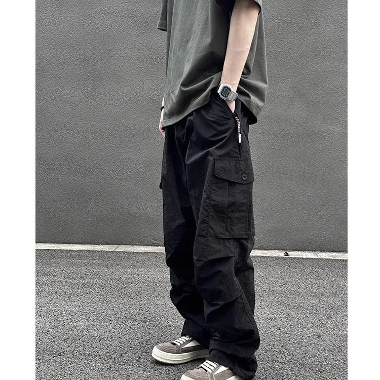 Bonsir guys clothing styles National Fashion Outdoor Functional Wind Speed Dry Overalls Men's Loose Straight Cityboy Large Pocket American Umbrella Pants
