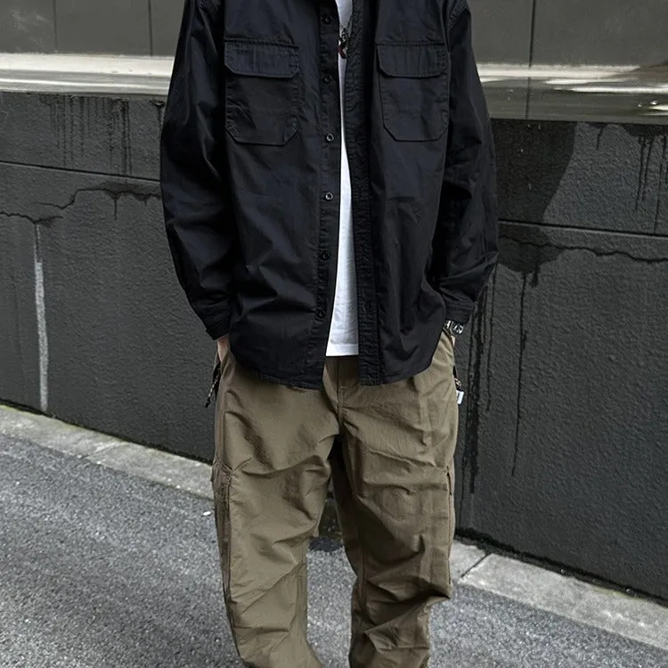 Bonsir guys clothing styles National Fashion Outdoor Functional Wind Speed Dry Overalls Men's Loose Straight Cityboy Large Pocket American Umbrella Pants