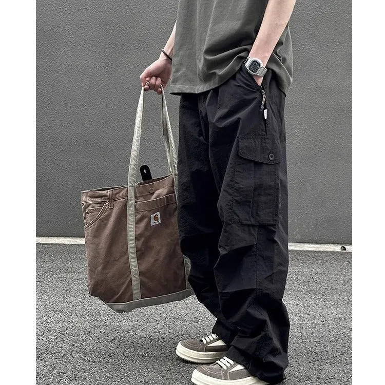 Bonsir guys clothing styles National Fashion Outdoor Functional Wind Speed Dry Overalls Men's Loose Straight Cityboy Large Pocket American Umbrella Pants