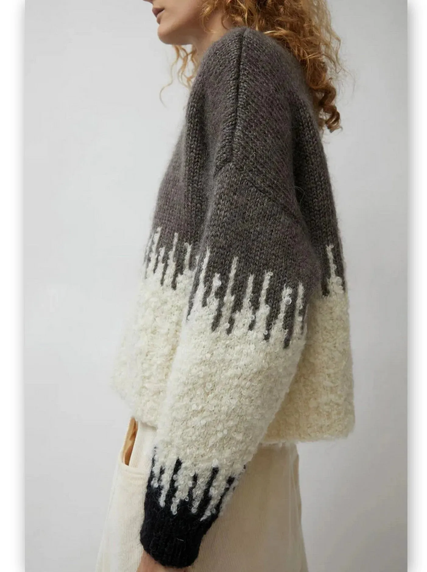 Boxy Textured Wool-Blend Sweater