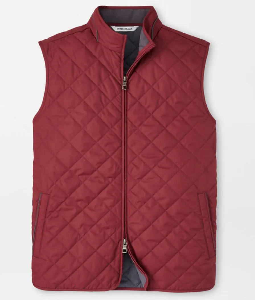 Essex Quilted Travel Vest in Celosia Red by Peter Millar