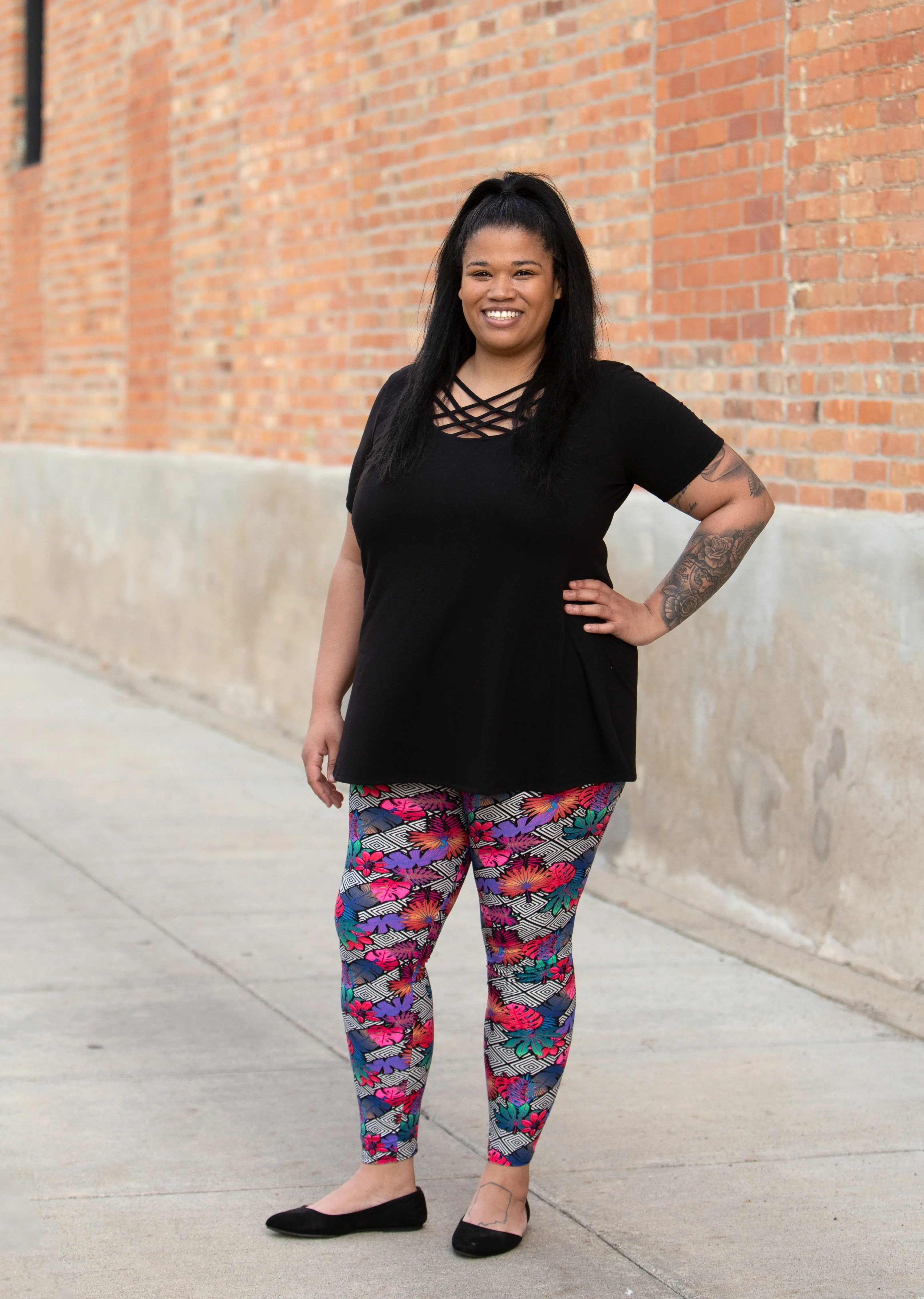 Genevieve Criss-Cross Black Top