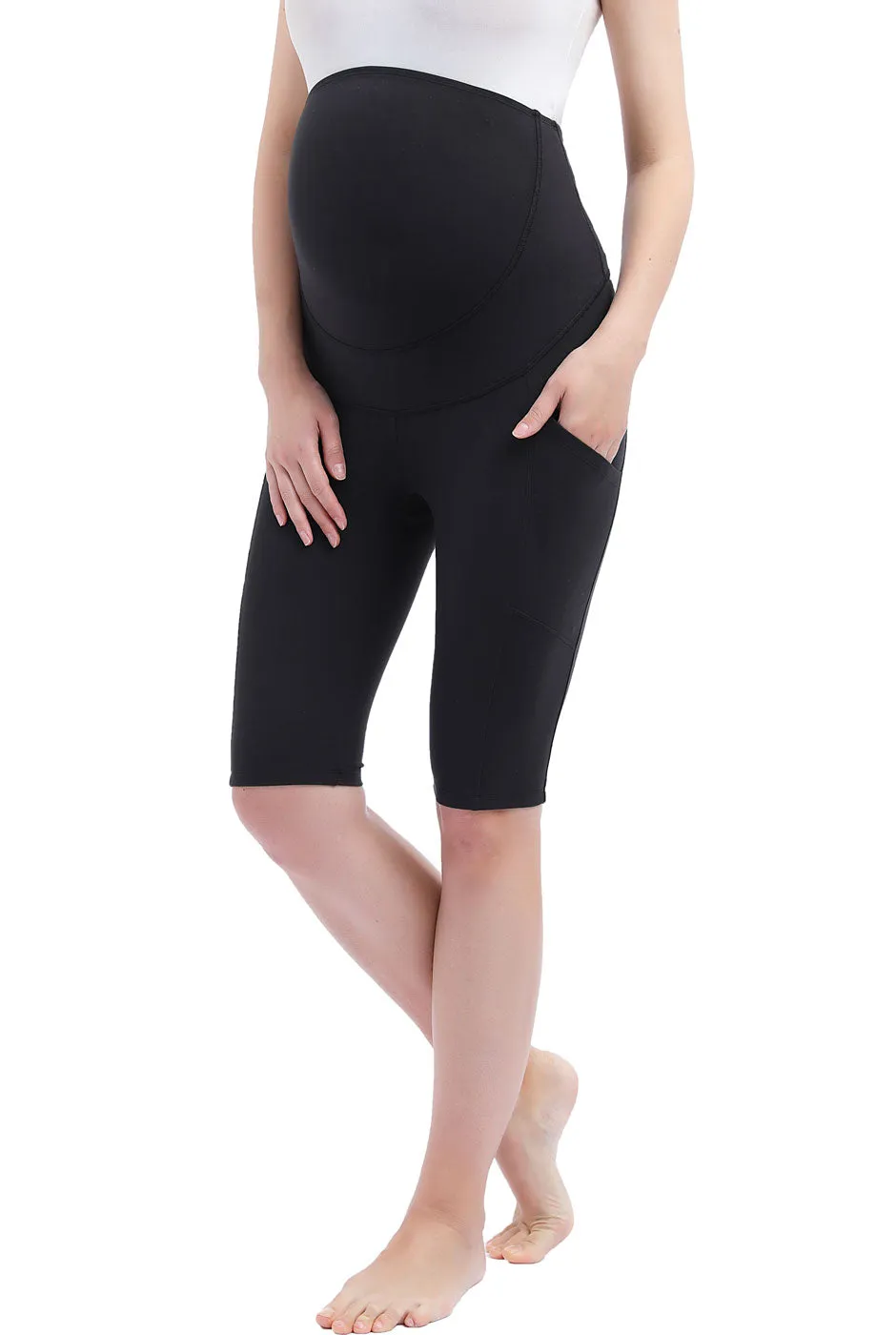 Kimi   Kai Maternity "Gwen" Belly Support Pocket Bike Shorts (12" Inseam)