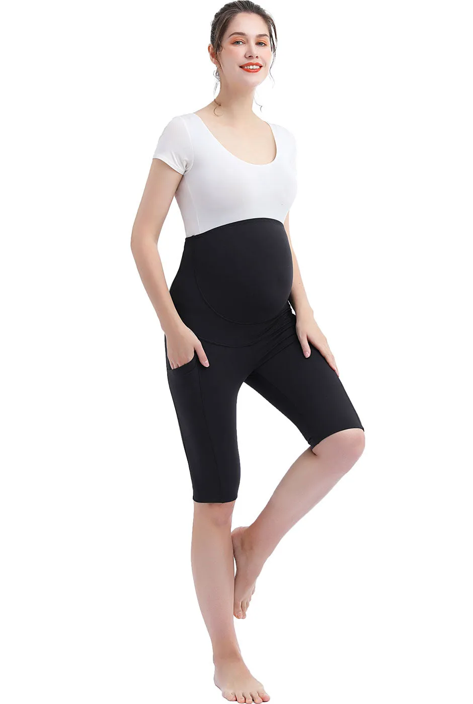 Kimi   Kai Maternity "Gwen" Belly Support Pocket Bike Shorts (12" Inseam)