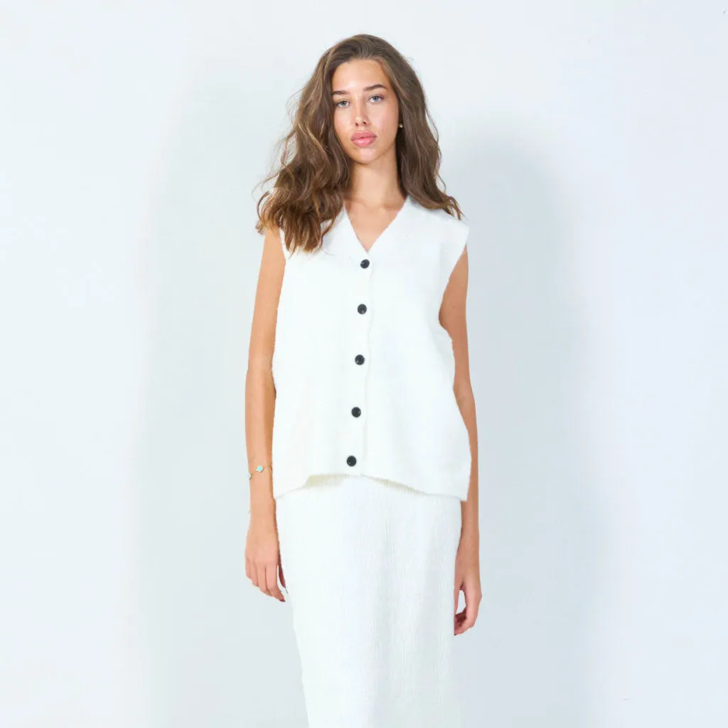 Knitted button-up vest with V-neck wholesale