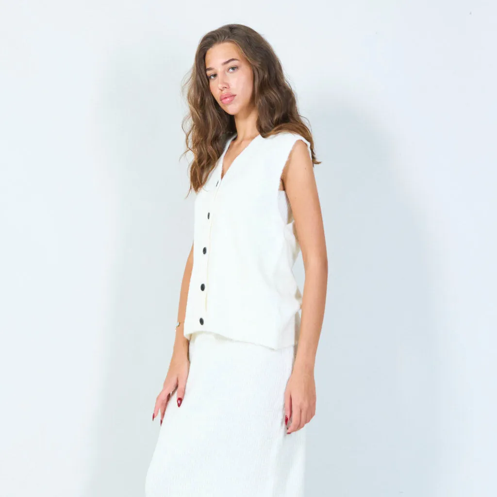 Knitted button-up vest with V-neck wholesale