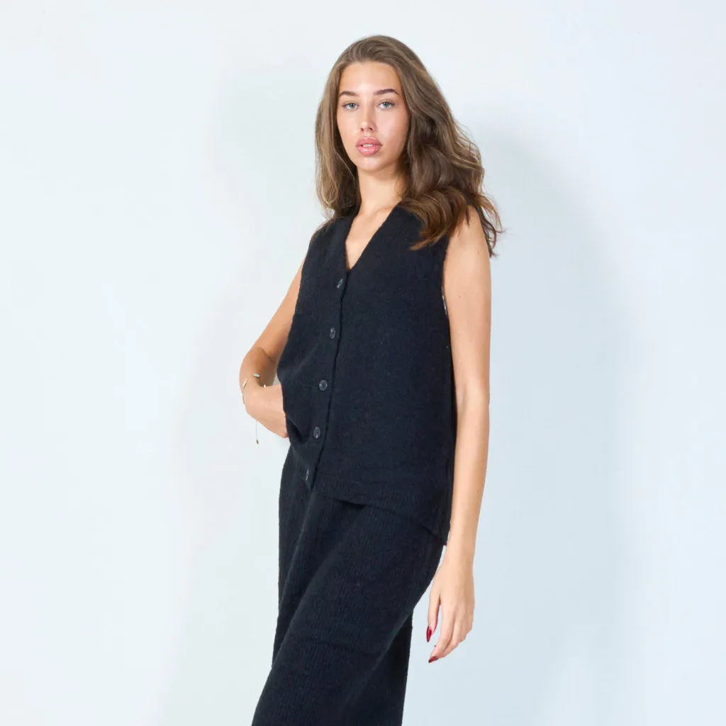 Knitted button-up vest with V-neck wholesale