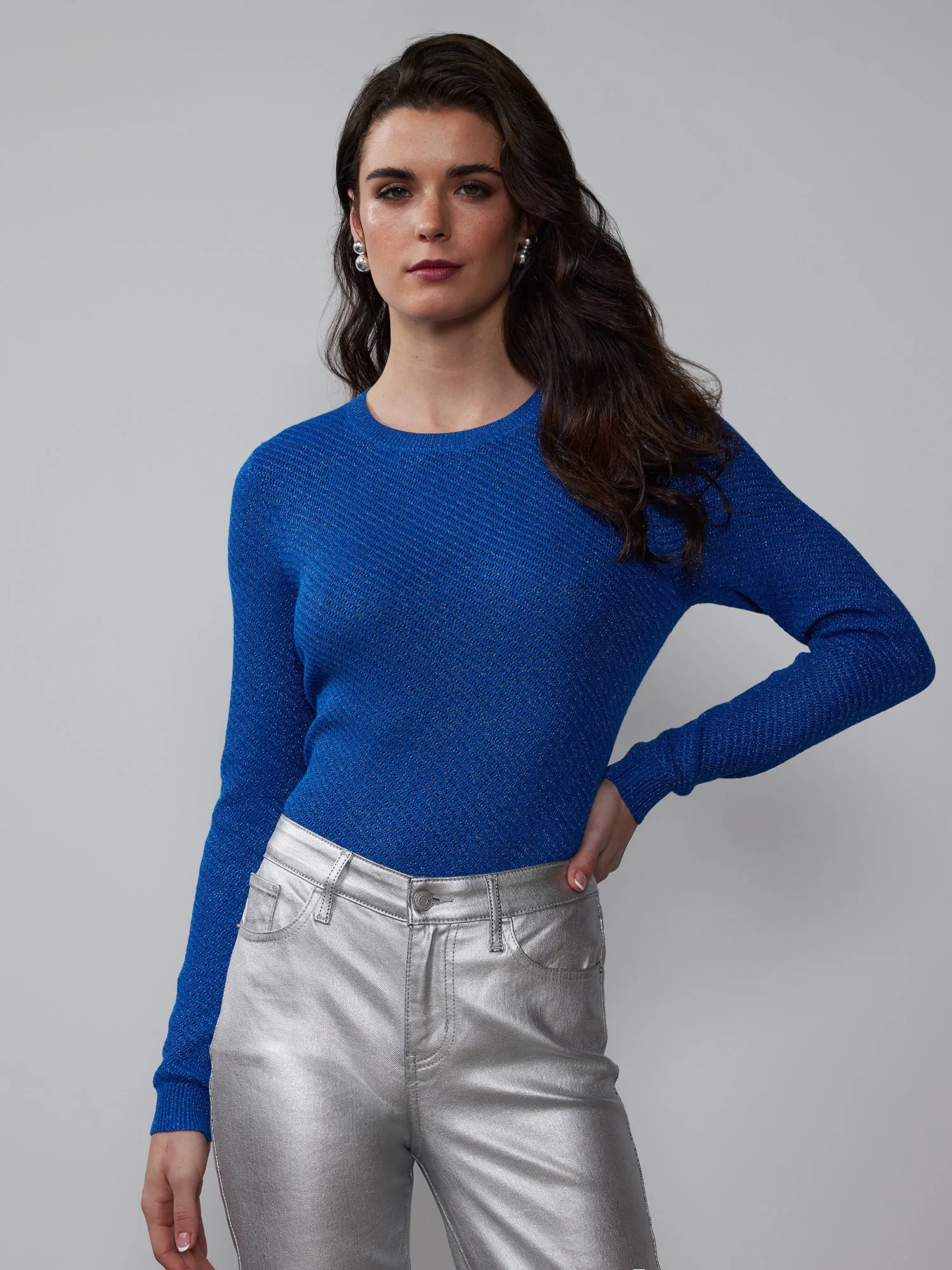 Lurex Crew Neck Pullover