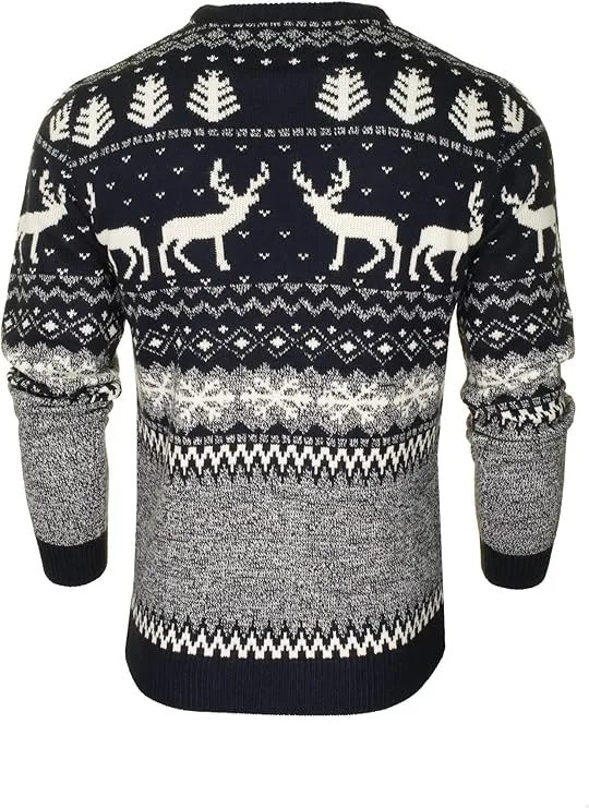 Nordic Reindeer Christmas Jumper - Black Ice