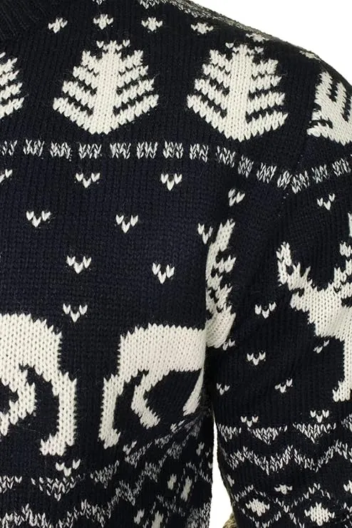Nordic Reindeer Christmas Jumper - Black Ice