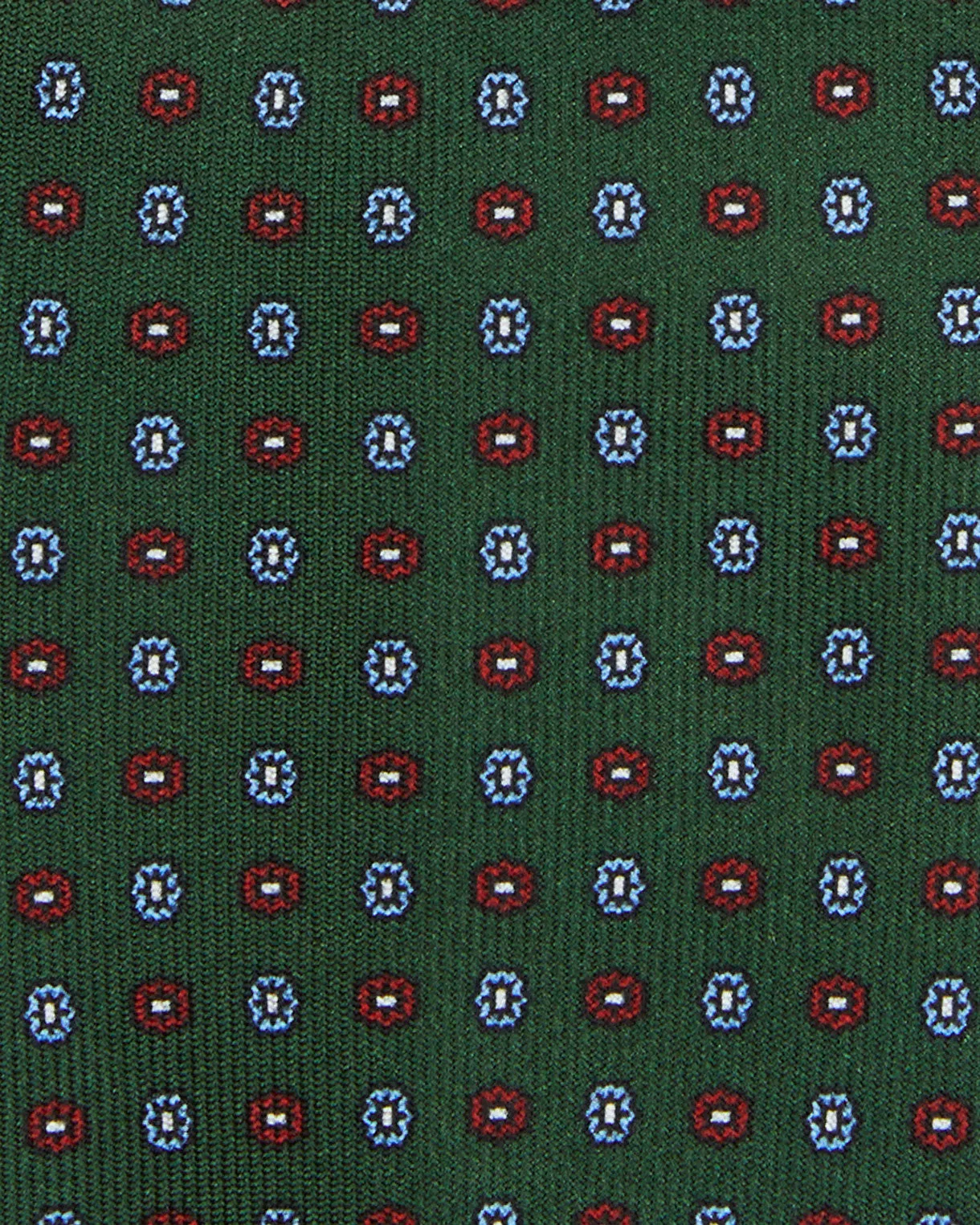 Silk Print Tie in Green/Red/Blue Foulard