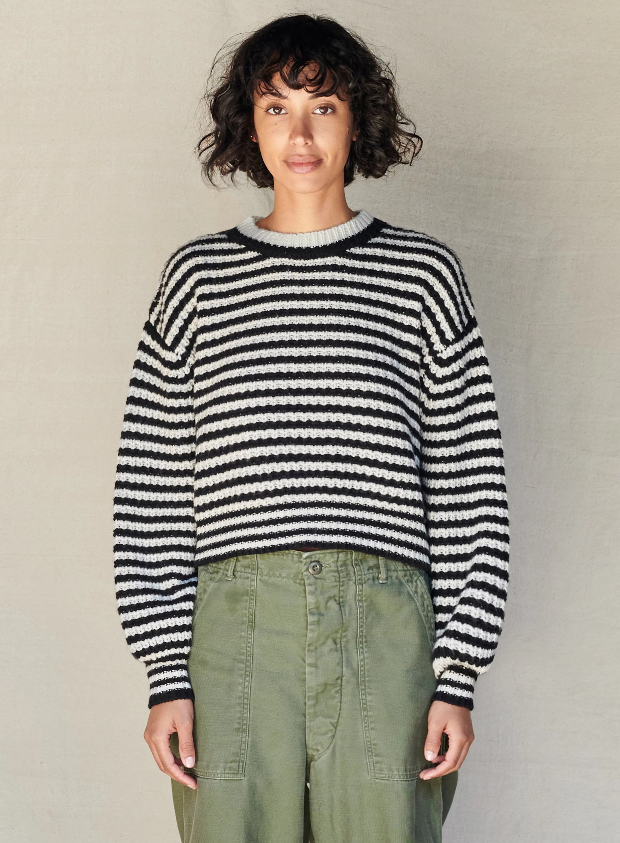 Striped Balloon Sleeve Sweater