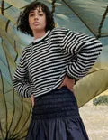 Striped Balloon Sleeve Sweater