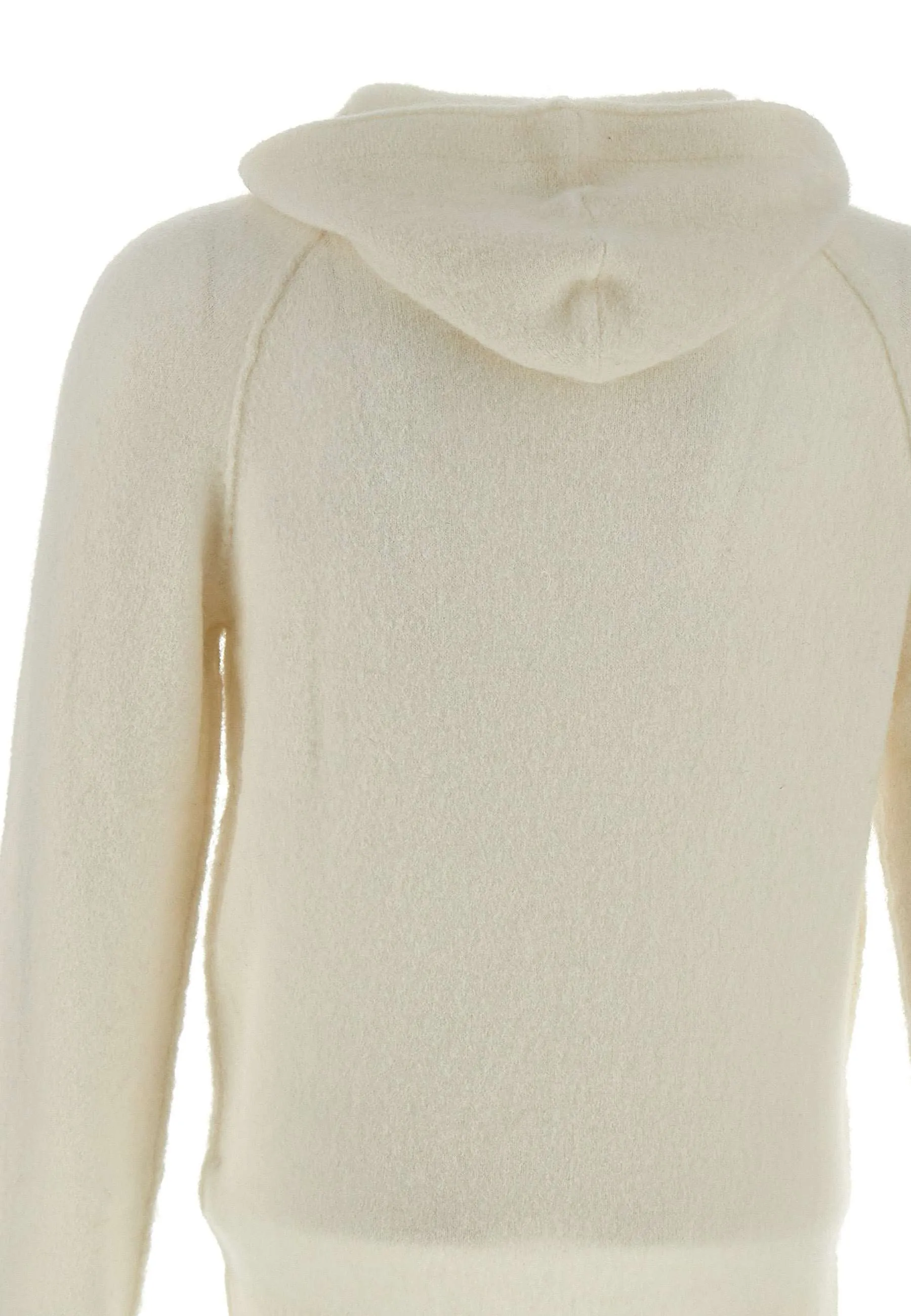White Alpaca Blend Hooded Sweater