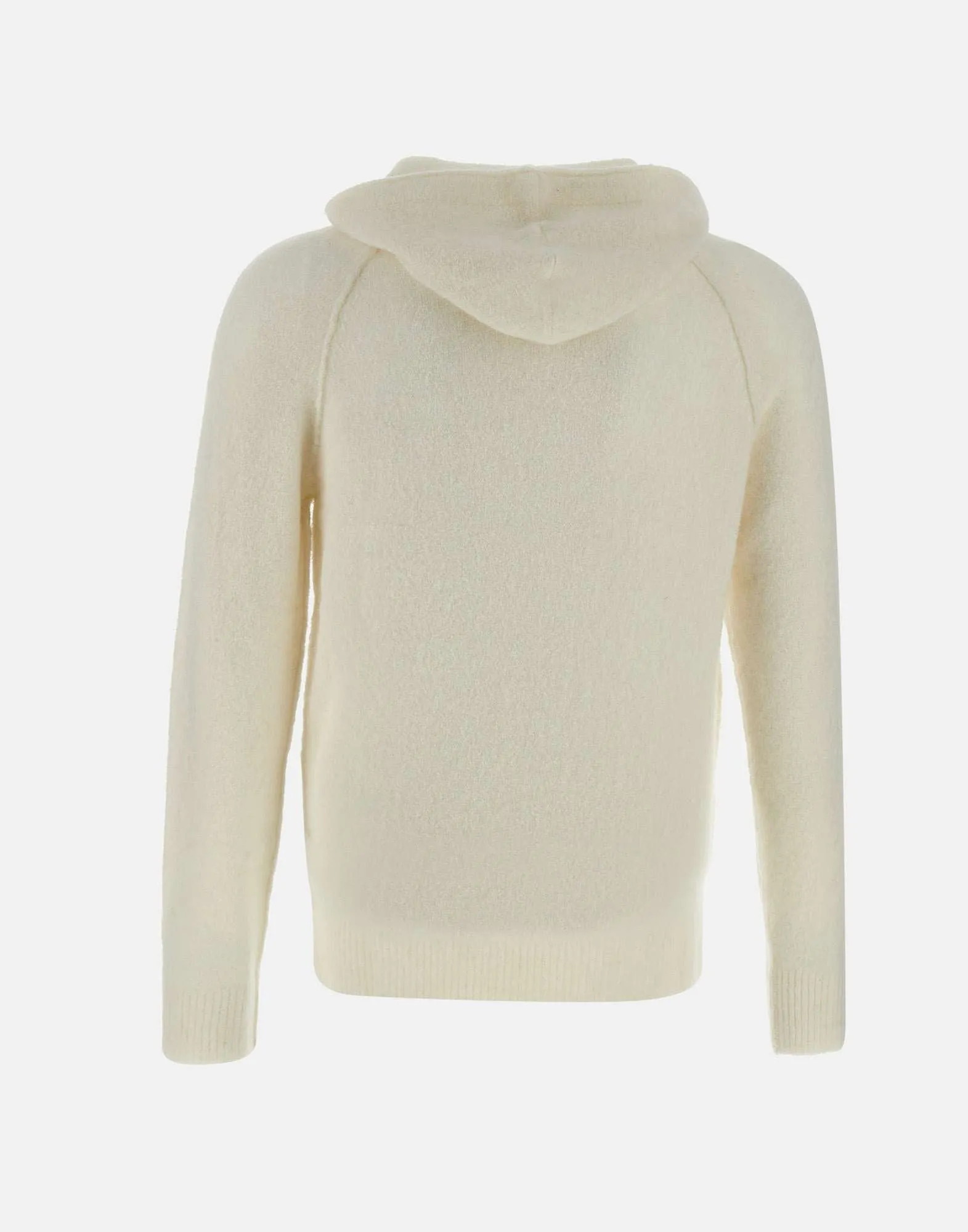 White Alpaca Blend Hooded Sweater