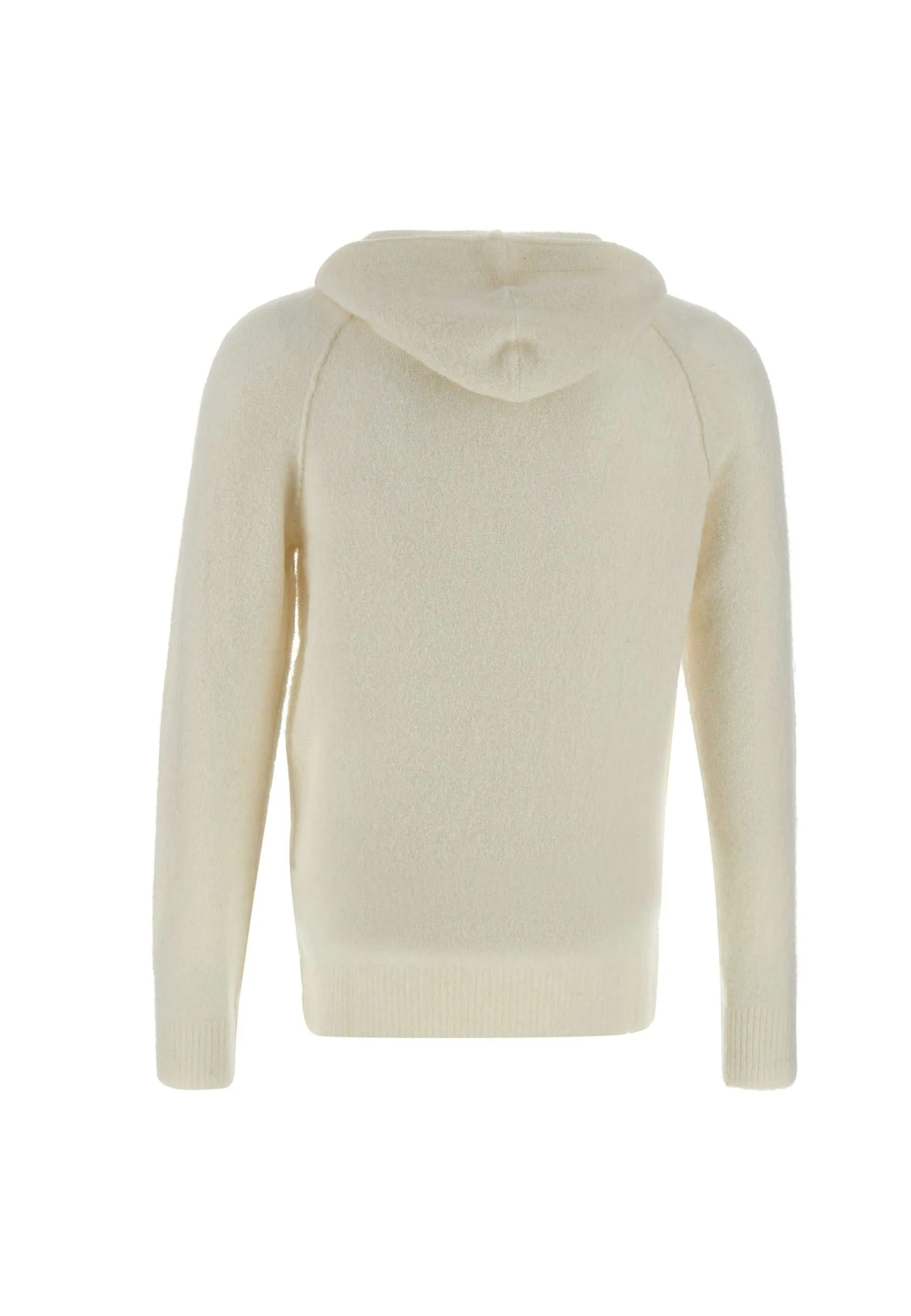 White Alpaca Blend Hooded Sweater