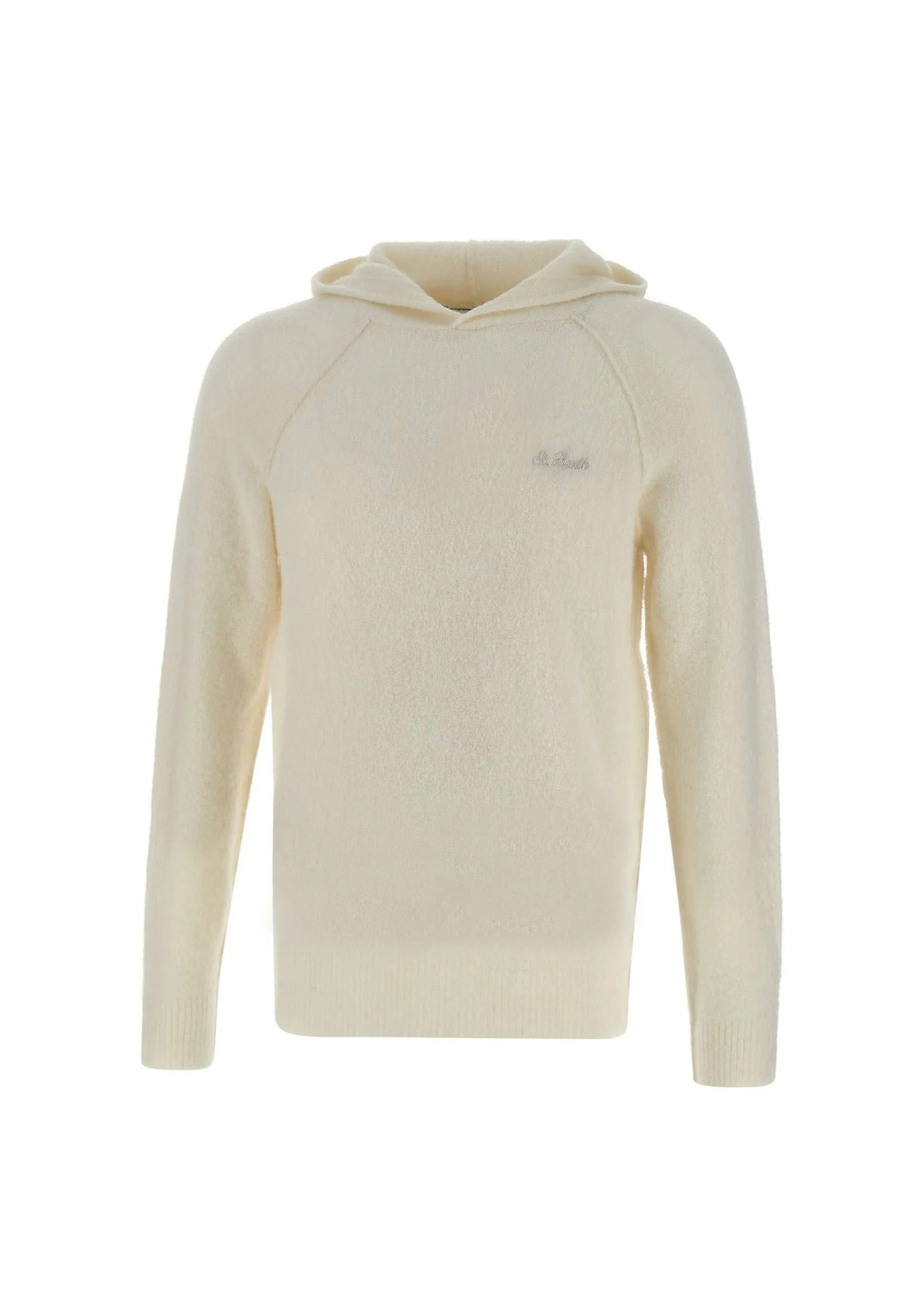 White Alpaca Blend Hooded Sweater