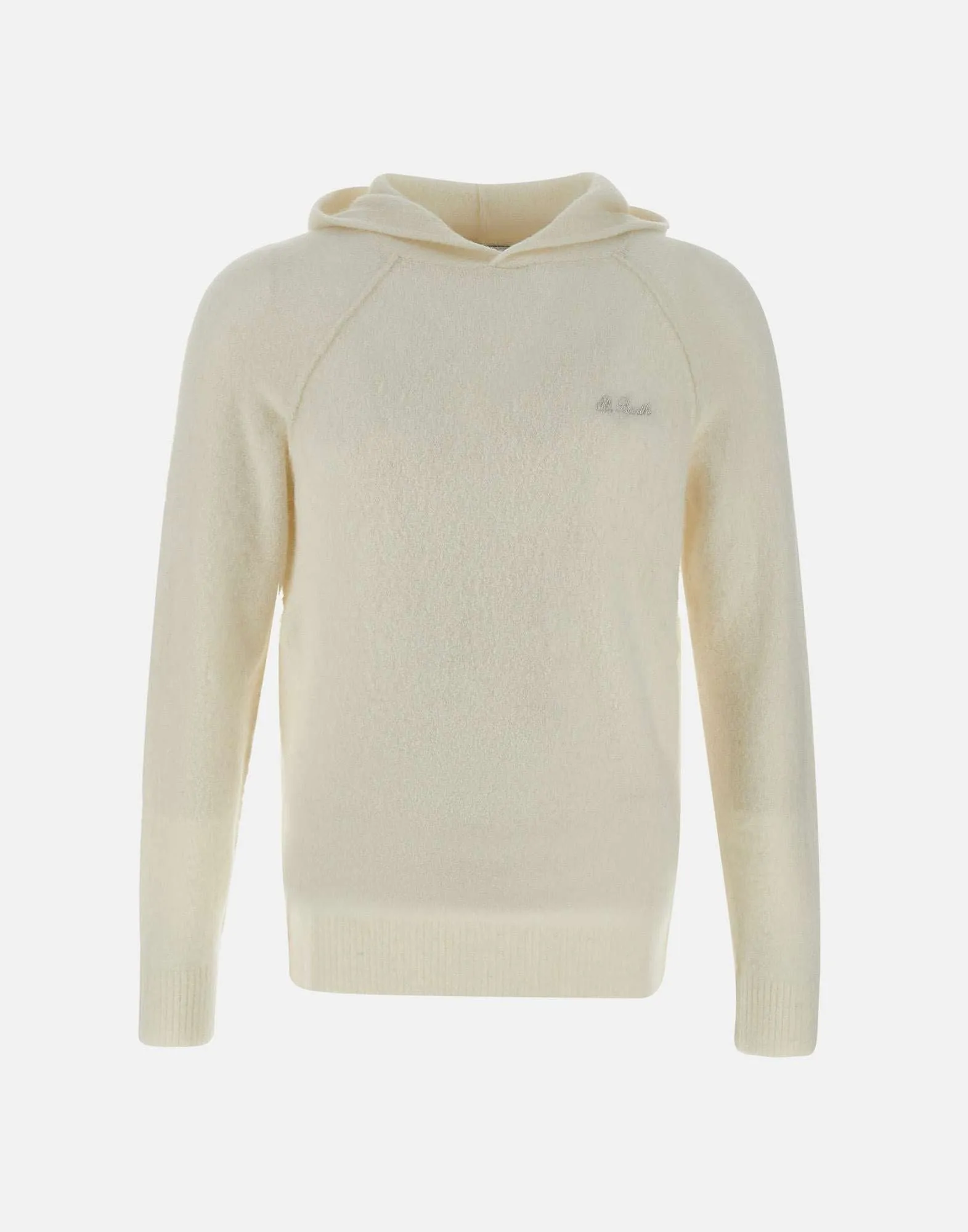 White Alpaca Blend Hooded Sweater