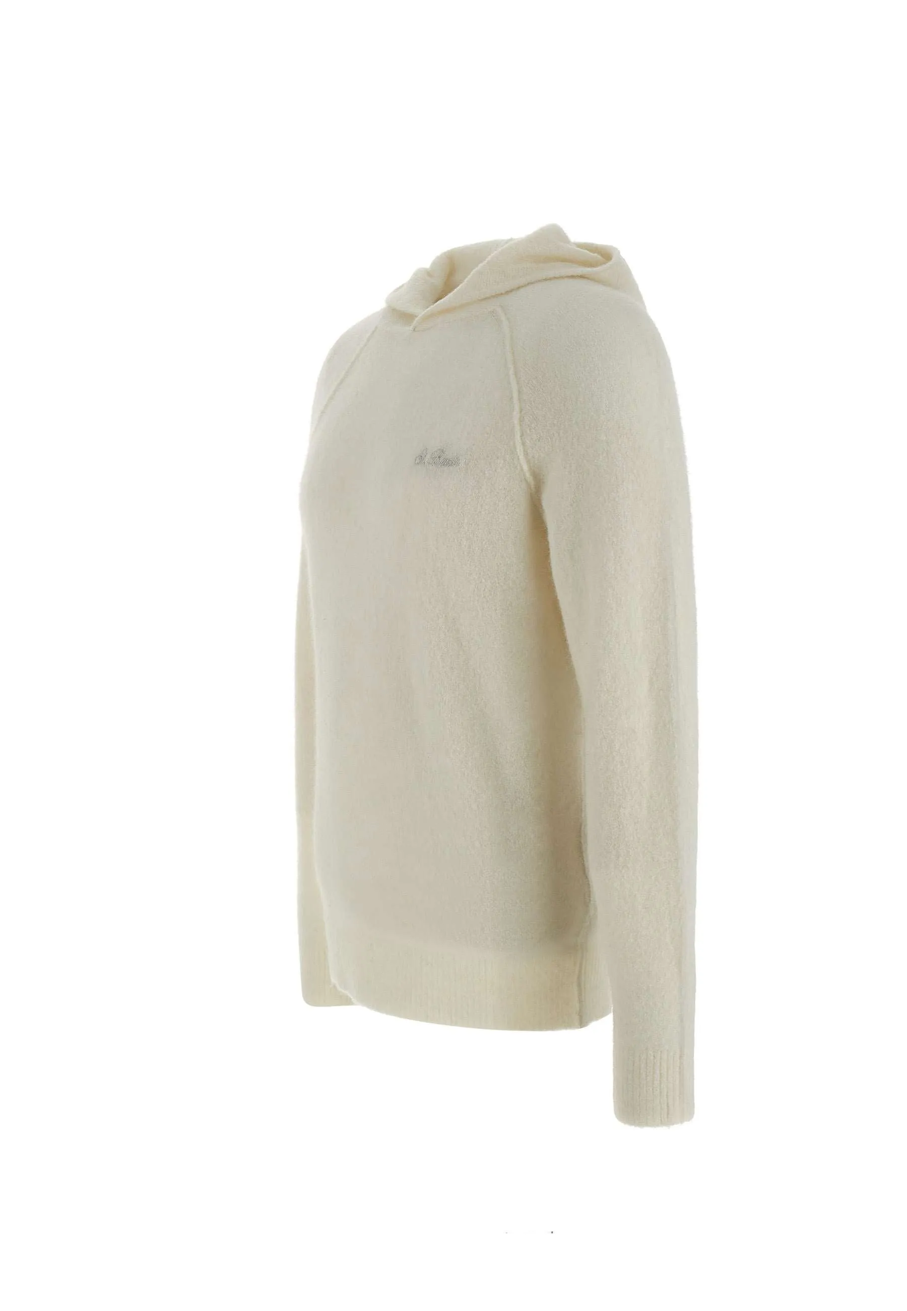 White Alpaca Blend Hooded Sweater