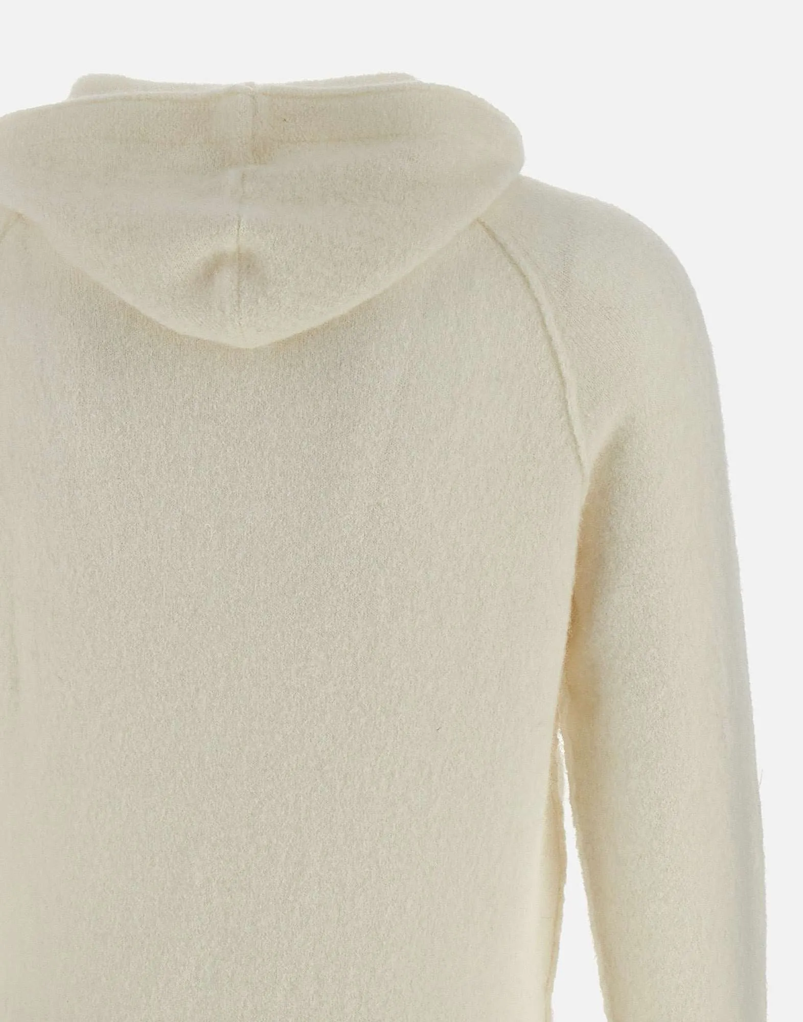 White Alpaca Blend Hooded Sweater